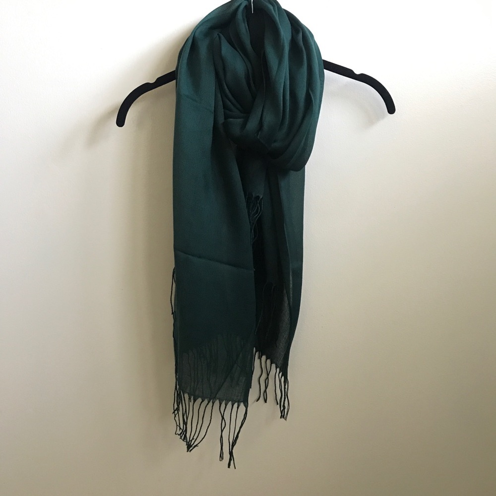 Dark Forest Emerald Green Pashmina Frigne Scarf